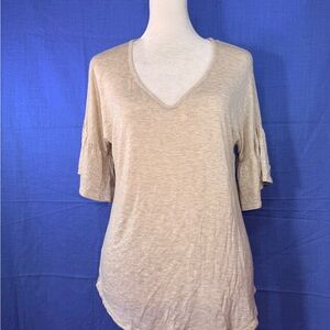 Casual Beige V-Neck Top